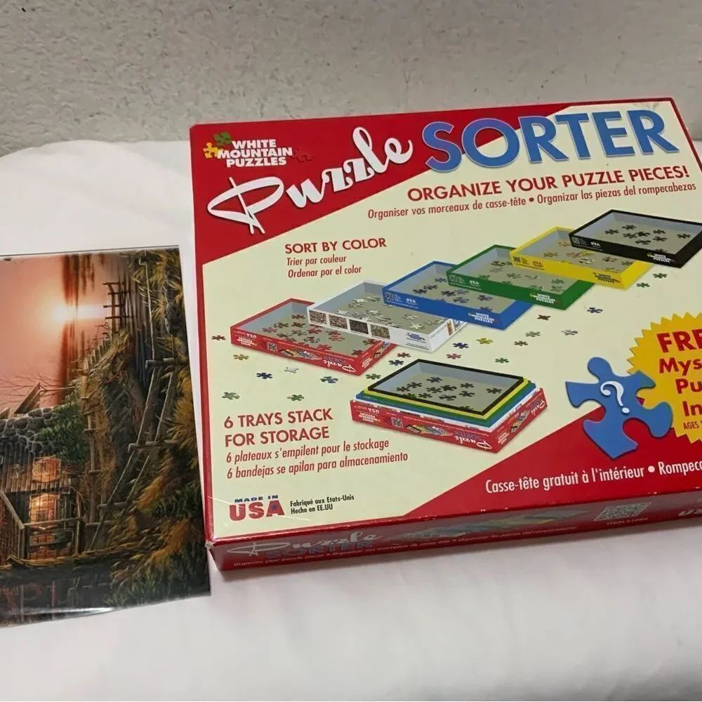WHITE MOUNTAIN PUZZLE SORTER 6 Trays Storage Stacking free puzzle